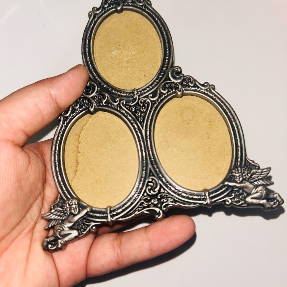 Silver colored Angelic Triple Photo Frame